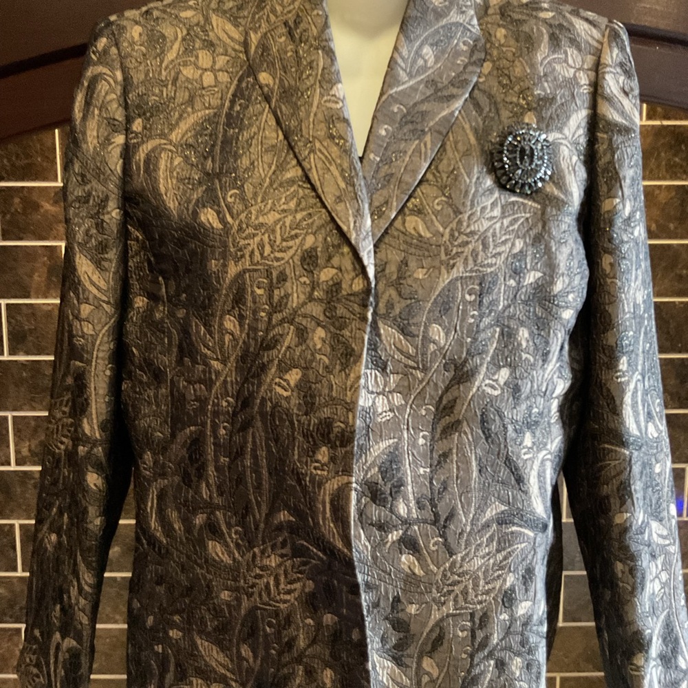 Kasper Elegant Gray & Black Patterned Blazer